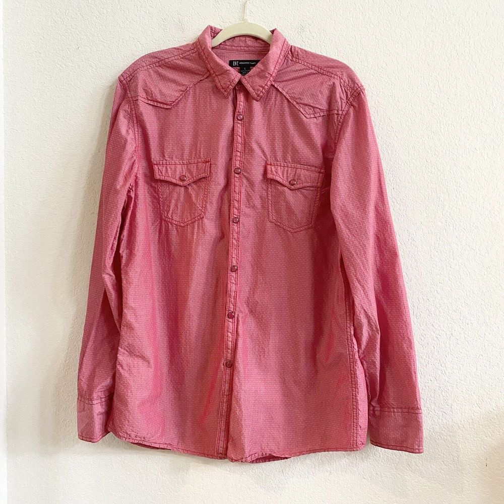 I.N.C. International Concepts Pearl Snaps Red Western Women's SZ L Snap Up Shirt